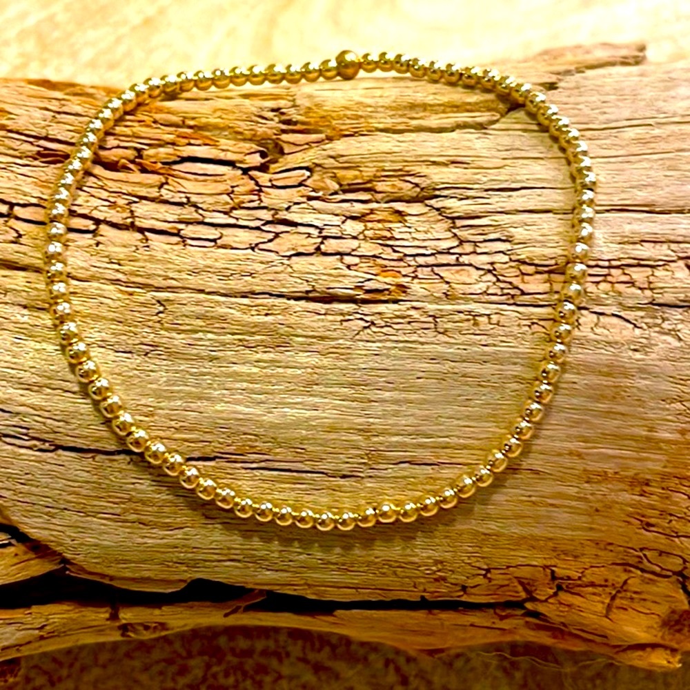 Handmade 14k gold filled bead stretch bracelet. Add to your stack!